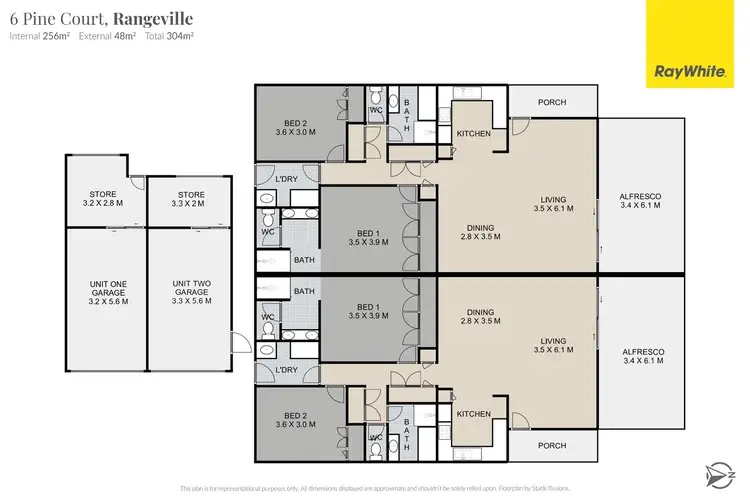 Floorplan of Homely unit listing, 1 & 2/6 Pine Court, Rangeville QLD 4350