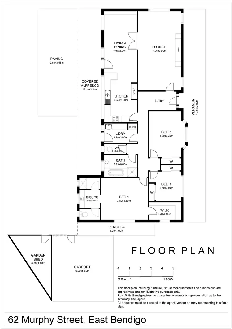 Floorplan of Homely house listing, 62 Murphy Street, East Bendigo VIC 3550