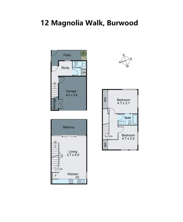 Floorplan of Homely townhouse listing, 12 Magnolia Walk, Burwood VIC 3125