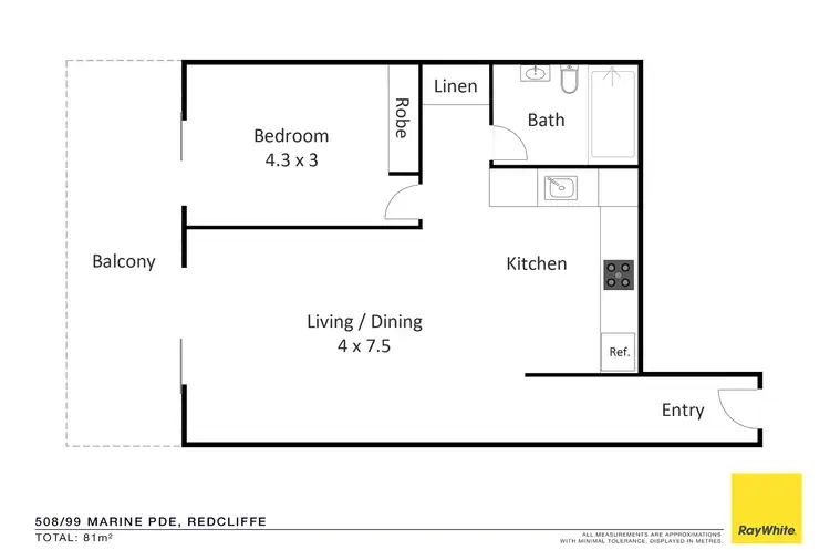 Floorplan of Homely unit listing, 508/99 Marine Parade, Redcliffe QLD 4020