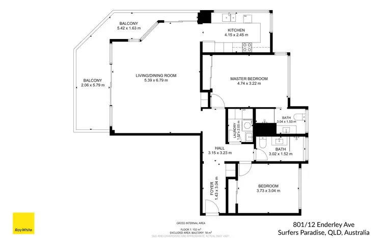 Floorplan of Homely apartment listing, 801/12 Enderley Avenue, Surfers Paradise QLD 4217