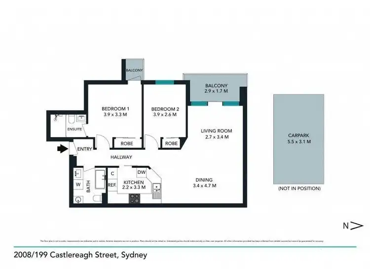 Floorplan of Homely apartment listing, 2008/197-199 Castlereagh Street, Sydney NSW 2000