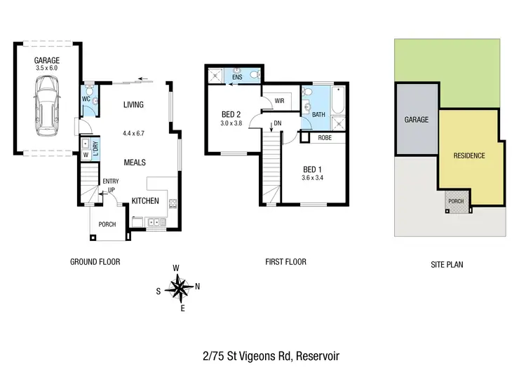 Floorplan of Homely townhouse listing, 2/75 St Vigeons Road, Reservoir VIC 3073