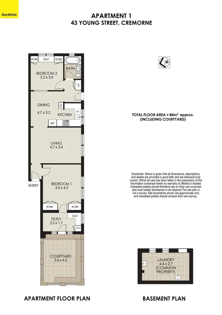 Floorplan of Homely apartment listing, 1/43 Young Street, Cremorne NSW 2090