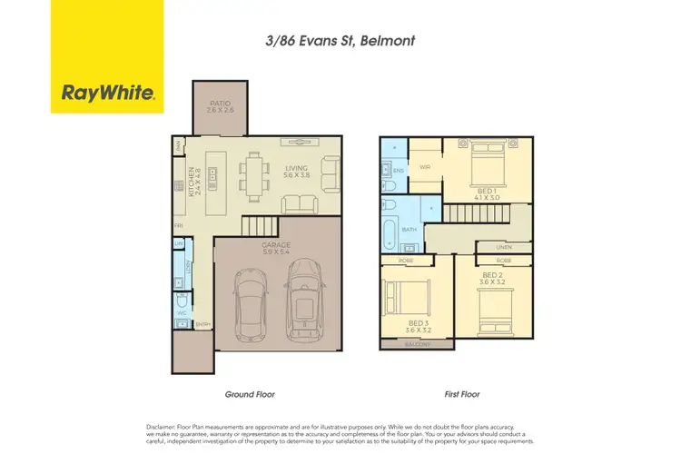 Floorplan of Homely townhouse listing, 3/86 Evans Street, Belmont NSW 2280