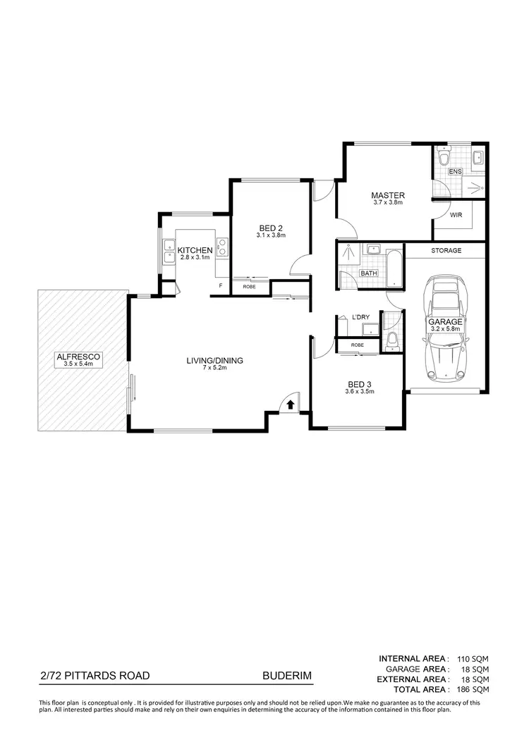 Floorplan of Homely semi-detached listing, 2/72 Pittards Road, Buderim QLD 4556