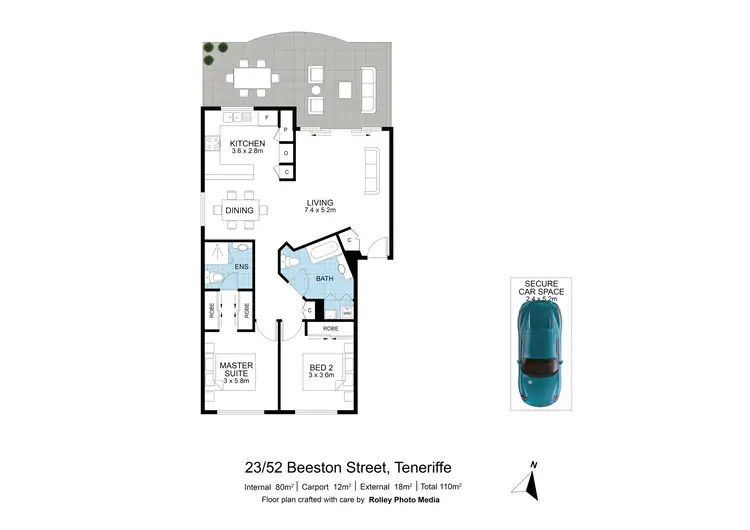 Floorplan of Homely apartment listing, 23/52 Beeston Street, Teneriffe QLD 4005