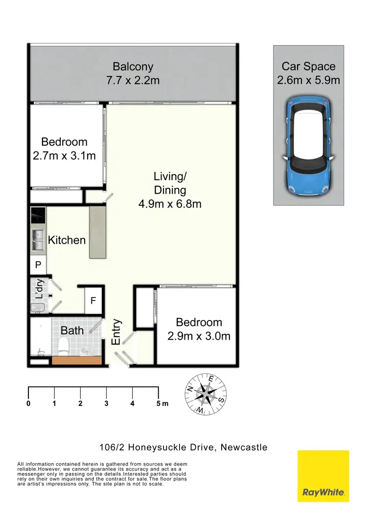 Floorplan of Homely apartment listing, 106/2 Honeysuckle Drive, Newcastle NSW 2300