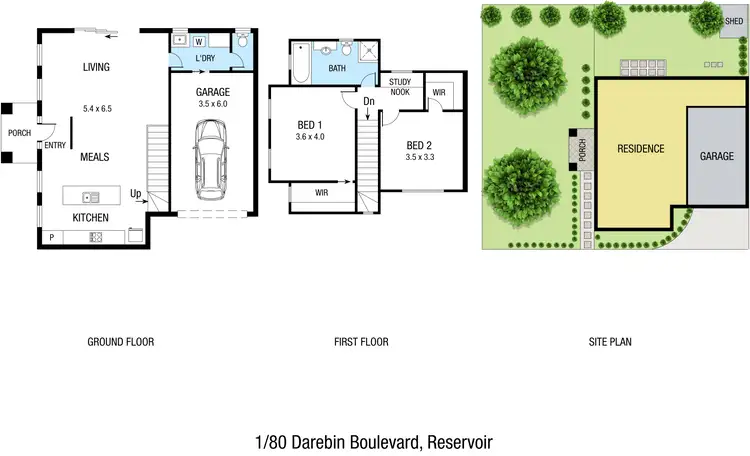 Floorplan of Homely townhouse listing, 1/80 Darebin Boulevard, Reservoir VIC 3073