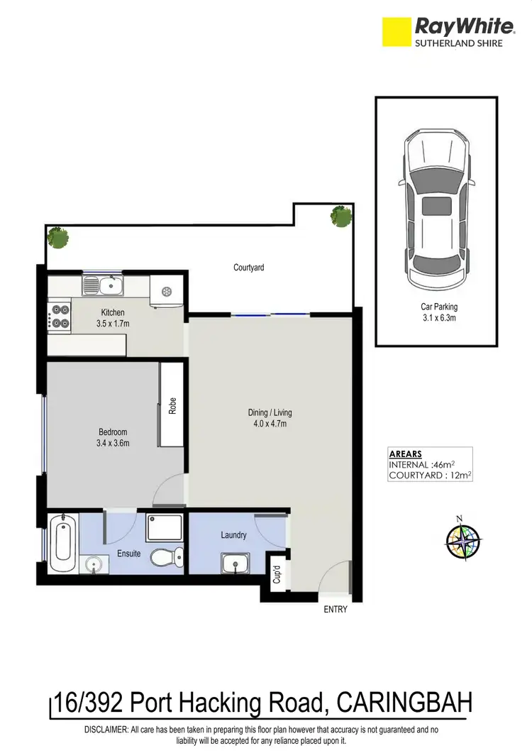 Floorplan of Homely apartment listing, 16/392 Port Hacking Road, Caringbah NSW 2229