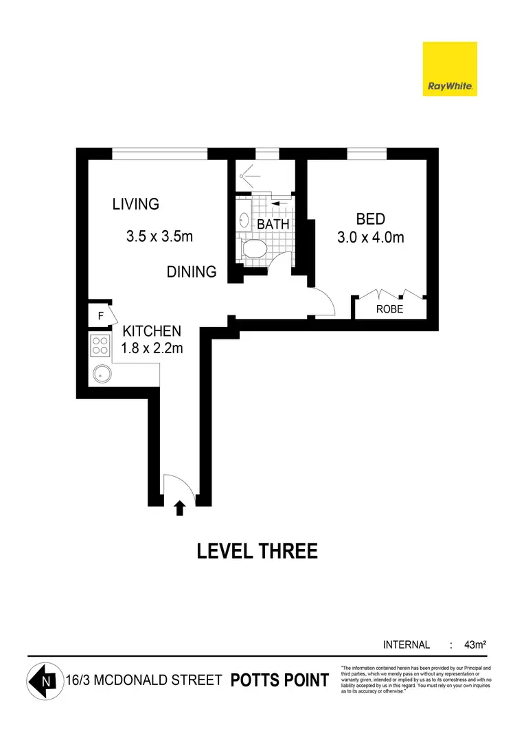 Floorplan of Homely apartment listing, 16/3 Mcdonald Street, Potts Point NSW 2011