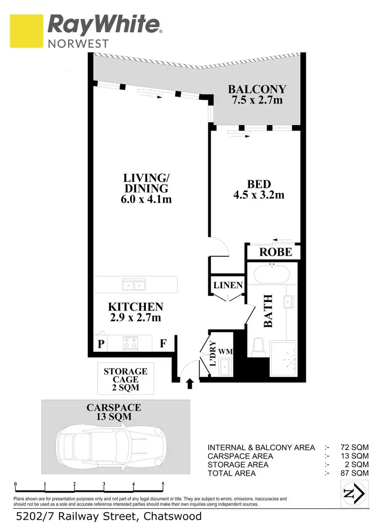 Floorplan of Homely apartment listing, 5202/7 Railway Street, Chatswood NSW 2067