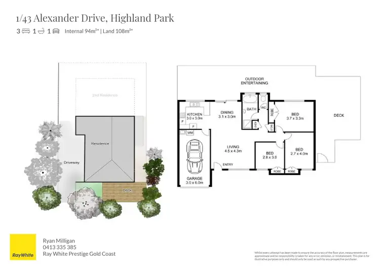 Floorplan of Homely semi-detached listing, 1/43 Alexander Drive, Highland Park QLD 4211