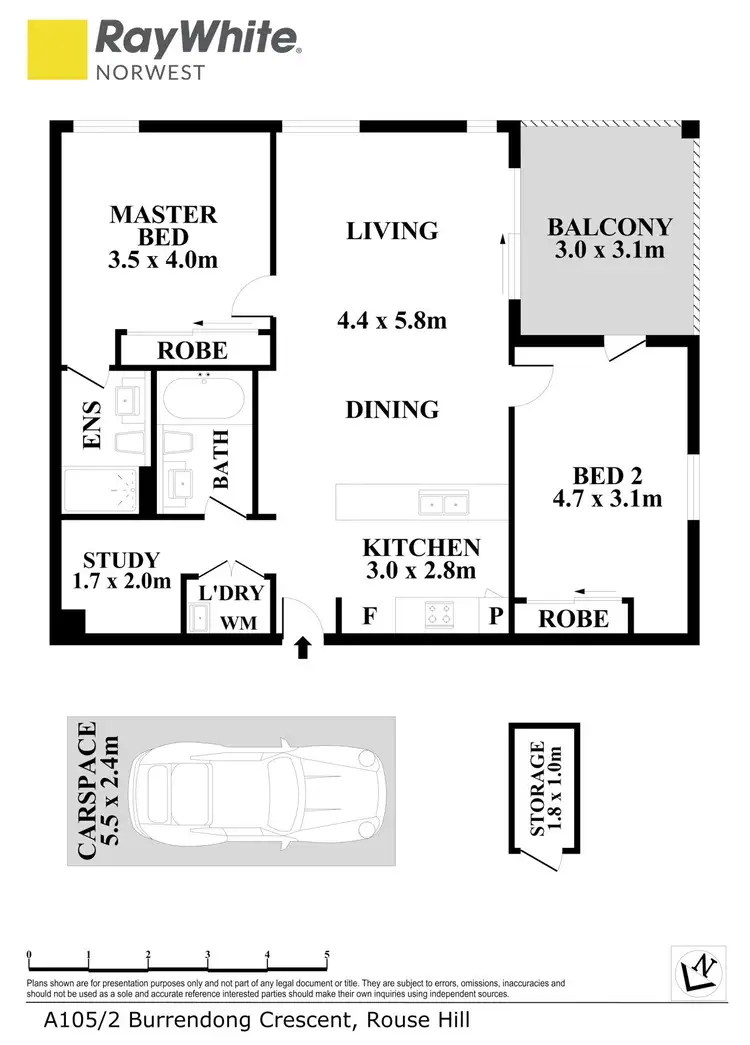 Floorplan of Homely apartment listing, 144(A105)/2 Burrendong Crescent, Rouse Hill NSW 2155