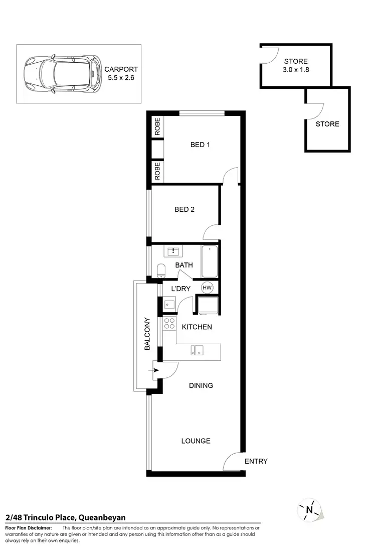 Floorplan of Homely unit listing, 2/48 Trinculo Place, Queanbeyan East NSW 2620