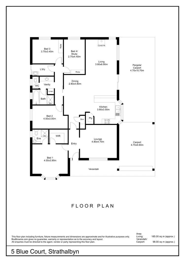 Floorplan of Homely house listing, 5 Blue Court, Strathalbyn SA 5255