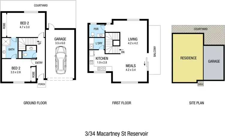 Floorplan of Homely townhouse listing, 3/34 Macartney Street, Reservoir VIC 3073