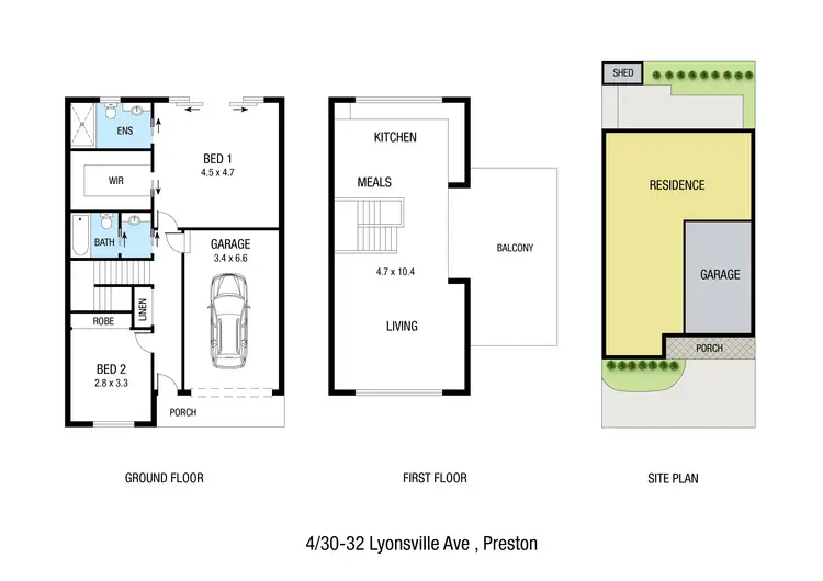 Floorplan of Homely townhouse listing, 4/30-32 Lyonsville Avenue, Preston VIC 3072