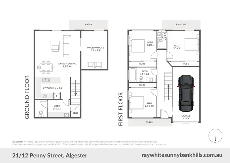 Floorplan of Homely townhouse listing, 21/12 Penny Street, Algester QLD 4115