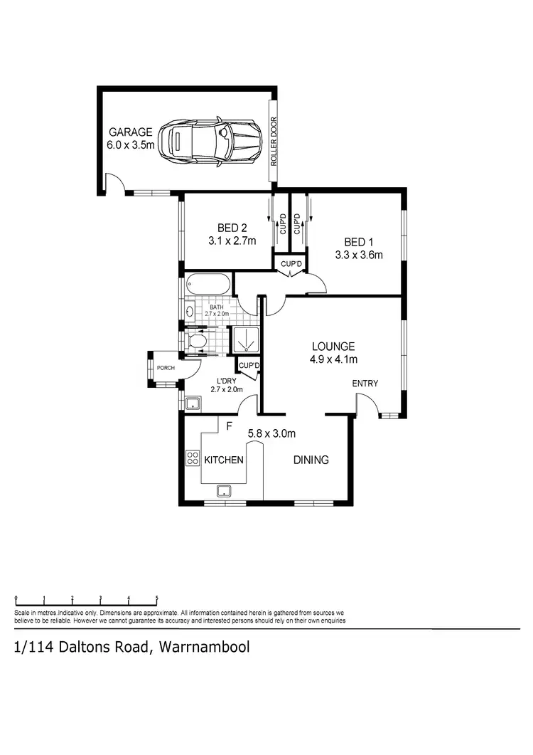 Floorplan of Homely unit listing, 1/114 Daltons Road, Warrnambool VIC 3280