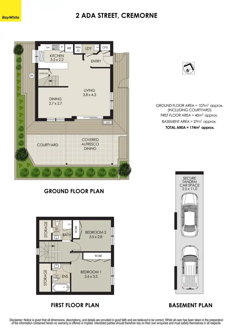 Floorplan of Homely townhouse listing, 2 Ada Street, Cremorne NSW 2090