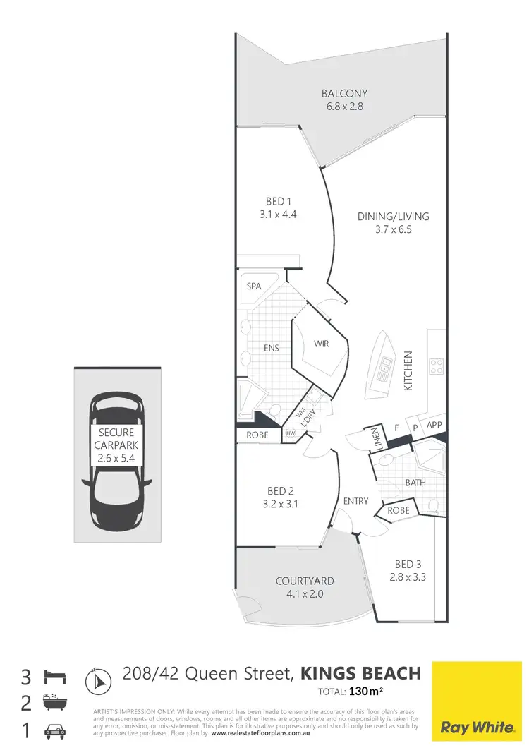 Floorplan of Homely unit listing, Unit 208/42 Queen Street, Kings Beach QLD 4551