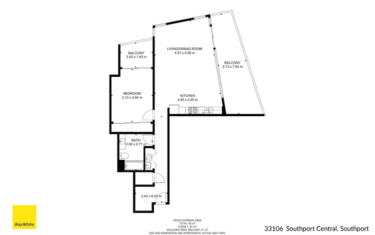 Floorplan of Homely apartment listing, 33106/9 Lawson Street, Southport QLD 4215