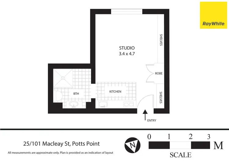 Floorplan of Homely studio listing, 25/101 Macleay Street, Potts Point NSW 2011
