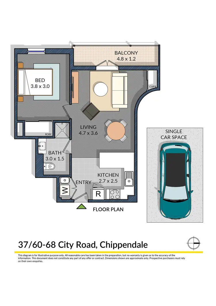 Floorplan of Homely apartment listing, 37/60-68 City Road, Chippendale NSW 2008