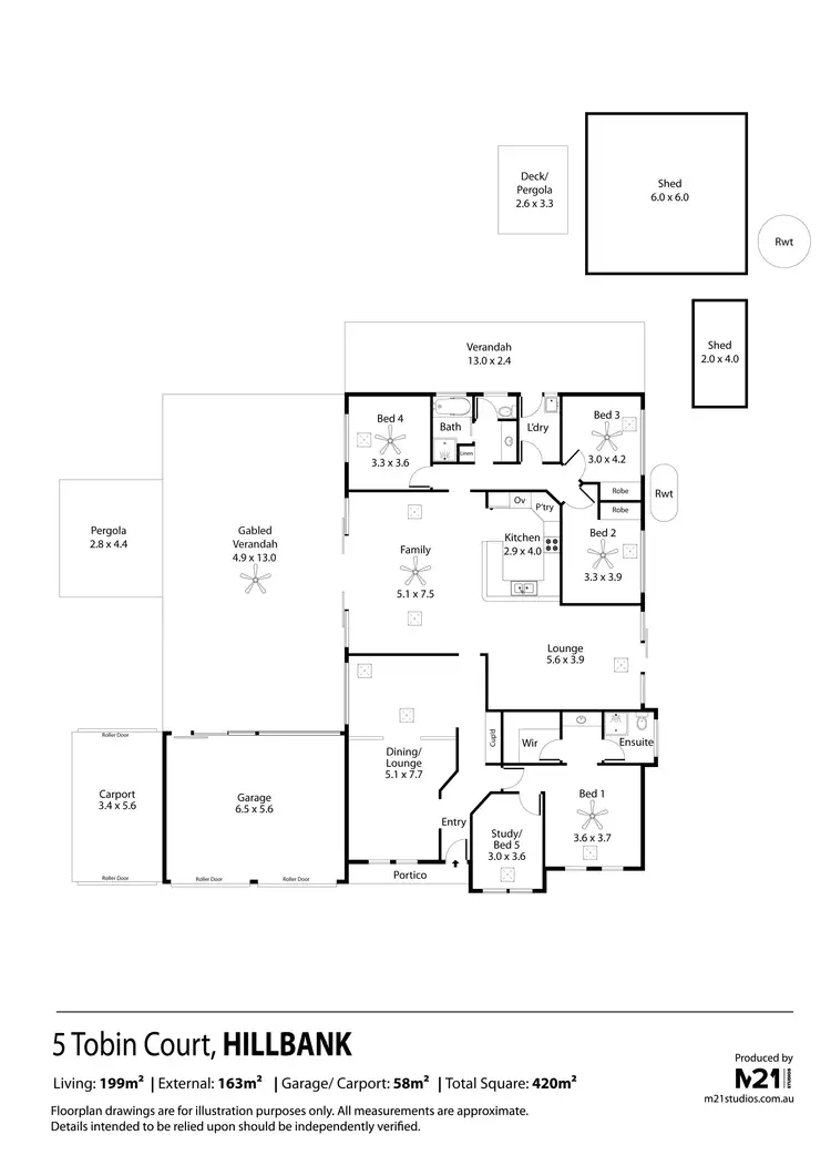Floorplan of Homely house listing, 5 Tobin Court, Hillbank SA 5112