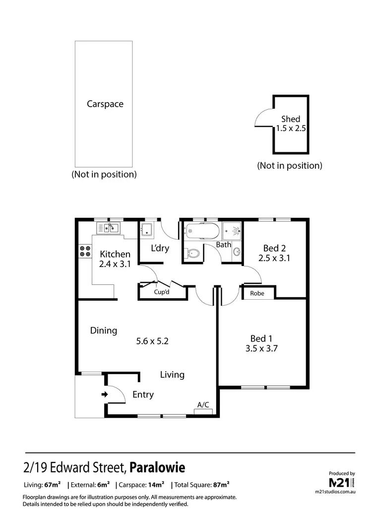 Floorplan of Homely unit listing, 2/19 Edward Street, Paralowie SA 5108