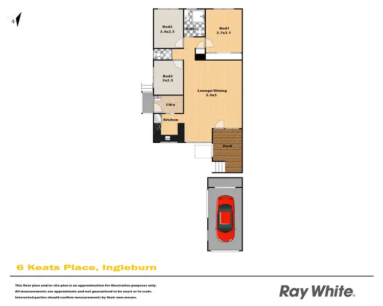 Floorplan of Homely semi-detached listing, 6 Keats Place, Ingleburn NSW 2565