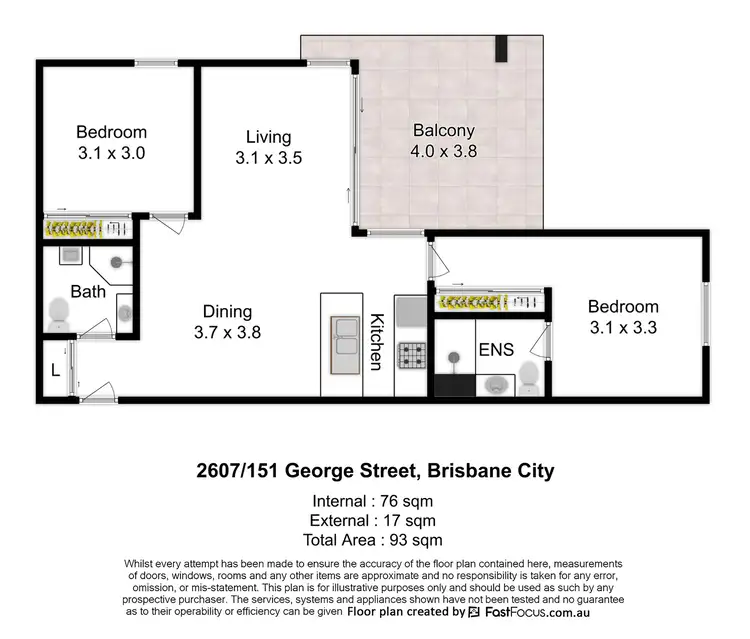 Floorplan of Homely apartment listing, 2607/151 George Street, Brisbane City QLD 4000