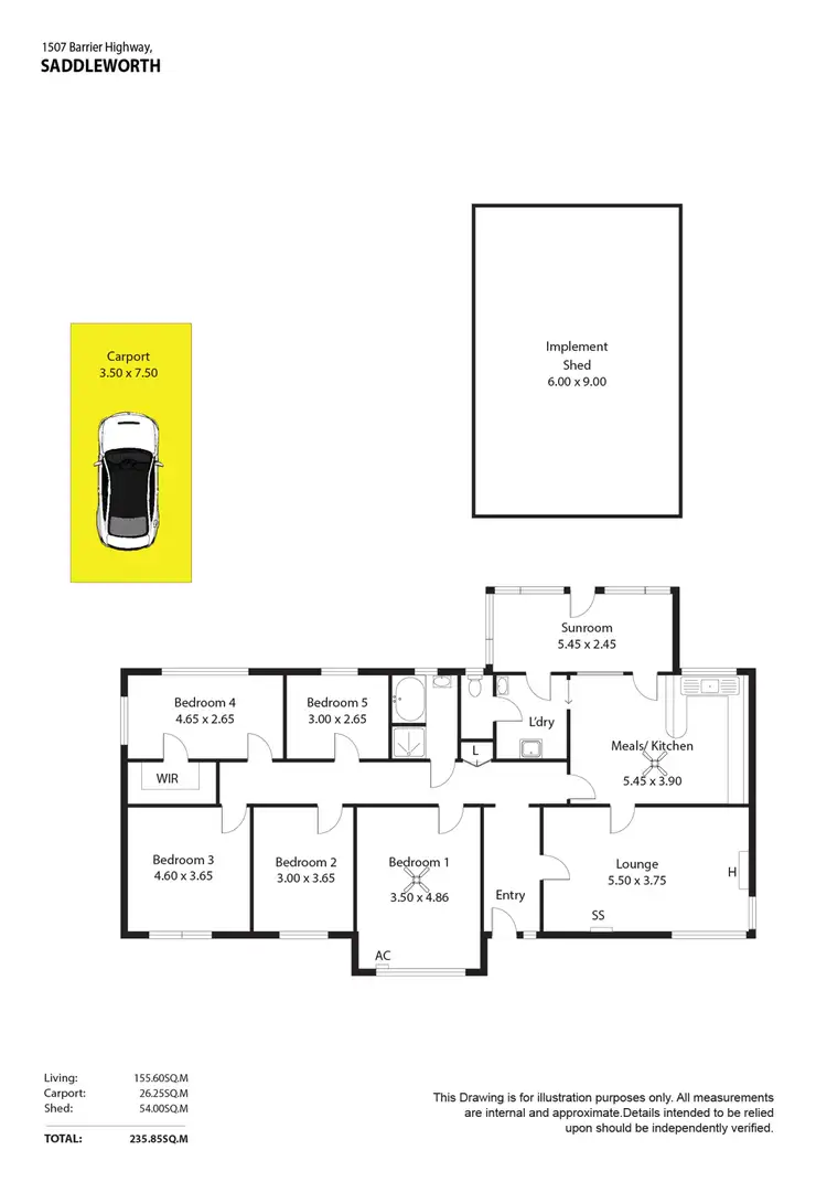 Floorplan of Homely rural property listing, 1507 Barrier Highway, Saddleworth SA 5413