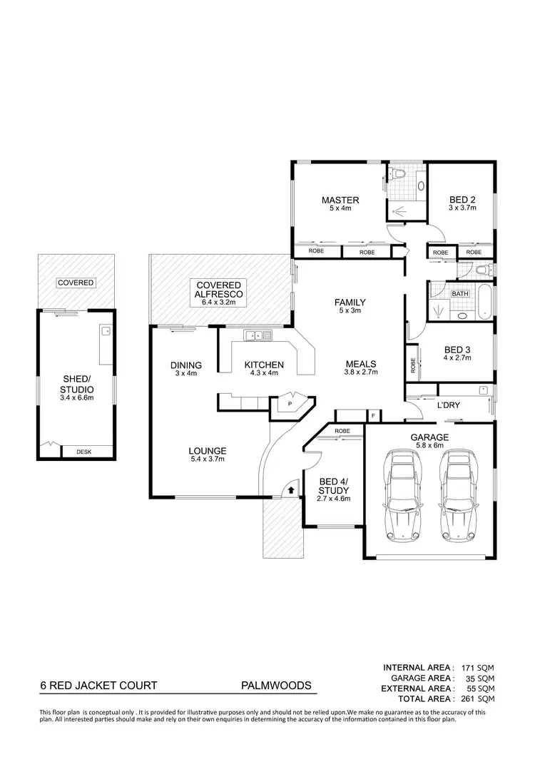 Floorplan of Homely house listing, 6 Red Jacket Court, Palmwoods QLD 4555