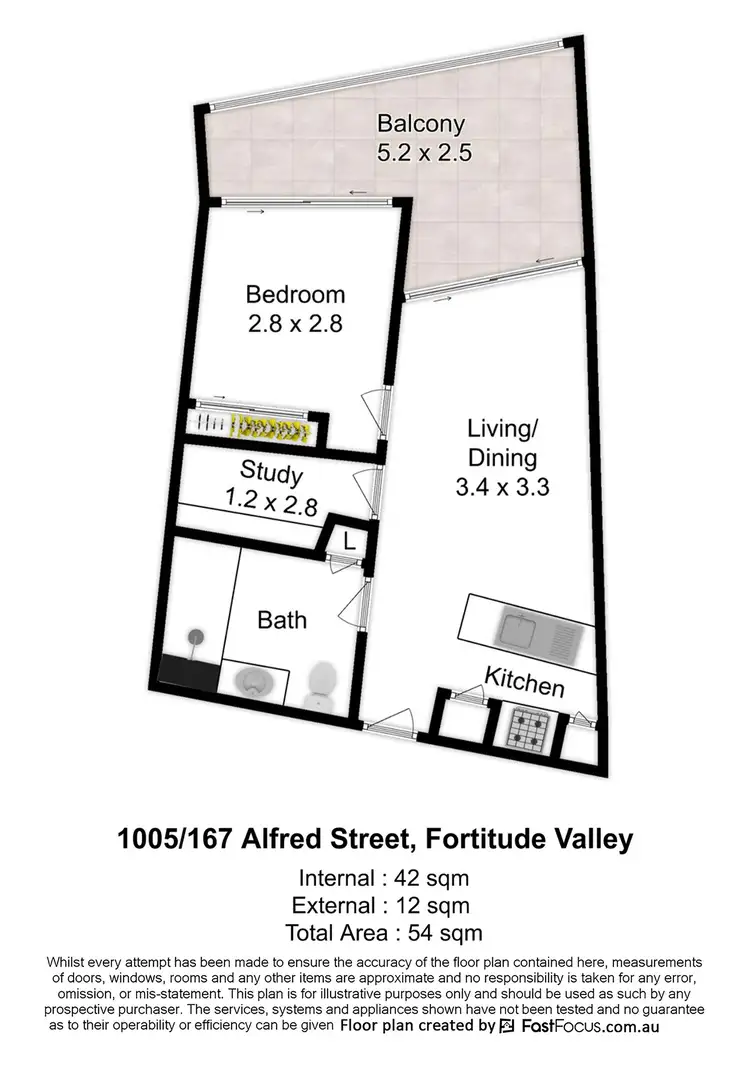 Floorplan of Homely apartment listing, 1005/167 Alfred Street, Fortitude Valley QLD 4006