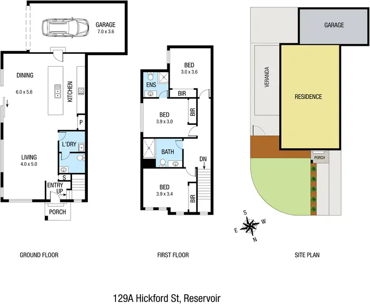 Floorplan of Homely townhouse listing, 129a Hickford Street, Reservoir VIC 3073