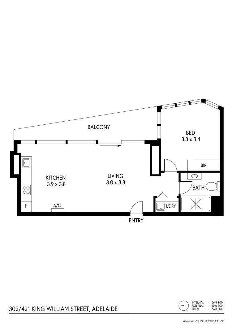 Floorplan of Homely apartment listing, 302/421 King William Street, Adelaide SA 5000