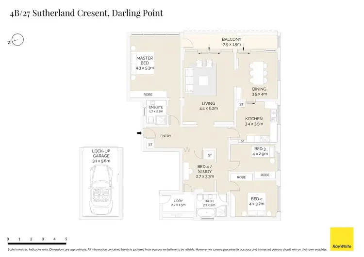 Floorplan of Homely apartment listing, 4B/27 Sutherland Crescent, Darling Point NSW 2027
