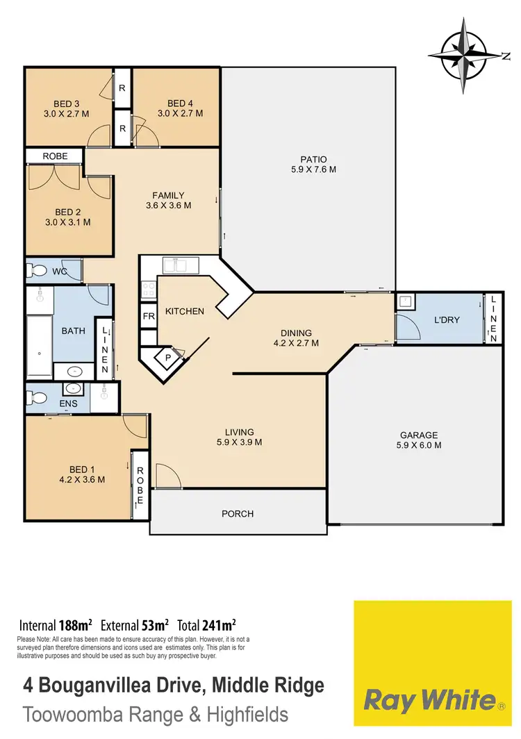 Floorplan of Homely house listing, 4 Bouganvillea Drive, Middle Ridge QLD 4350