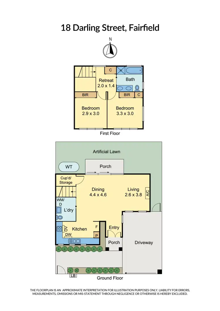 Floorplan of Homely townhouse listing, 18 Darling Street, Fairfield VIC 3078