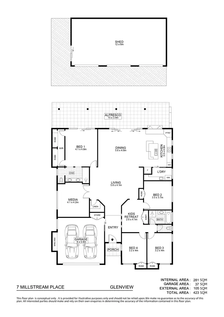 Floorplan of Homely house listing, 7 Millstream Place, Glenview QLD 4553