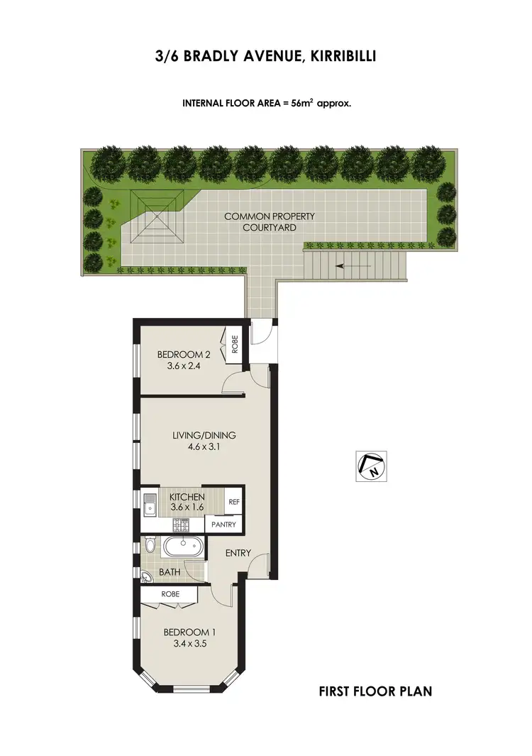 Floorplan of Homely apartment listing, 3/6 Bradly Avenue, Kirribilli NSW 2061
