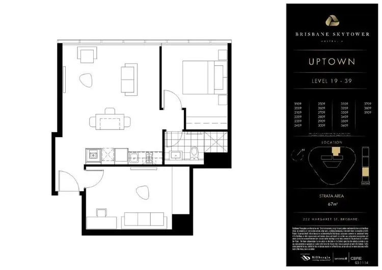 Floorplan of Homely apartment listing, 3409/222 Margaret Street, Brisbane City QLD 4000