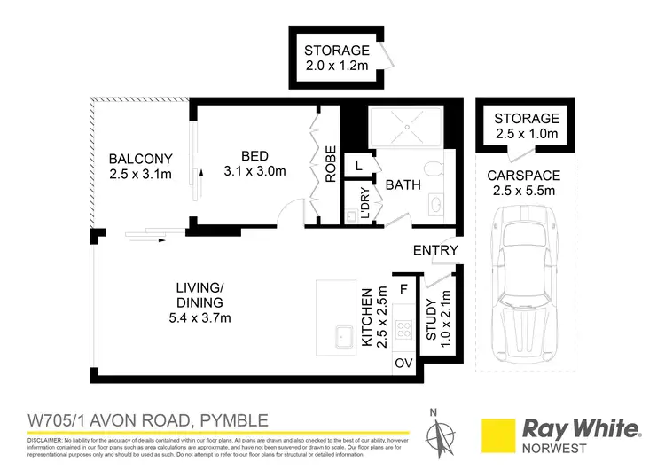 Floorplan of Homely apartment listing, W705/1 Avon Road, Pymble NSW 2073
