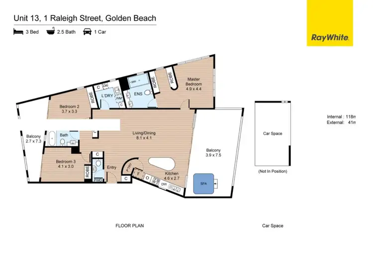 Floorplan of Homely unit listing, 13/1 Raleigh Street, Golden Beach QLD 4551