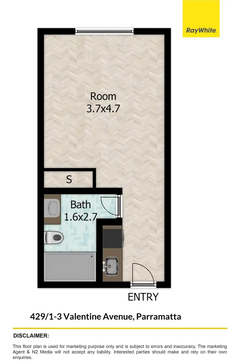 Floorplan of Homely studio listing, 429/1-3 Valentine Avenue, Parramatta NSW 2150