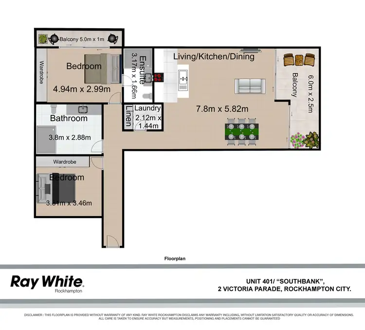 Floorplan of Homely unit listing, 401/2 Victoria Parade, Rockhampton City QLD 4700
