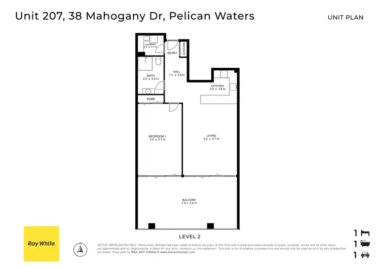 Floorplan of Homely unit listing, 207/38 Mahogany Drive, Pelican Waters QLD 4551