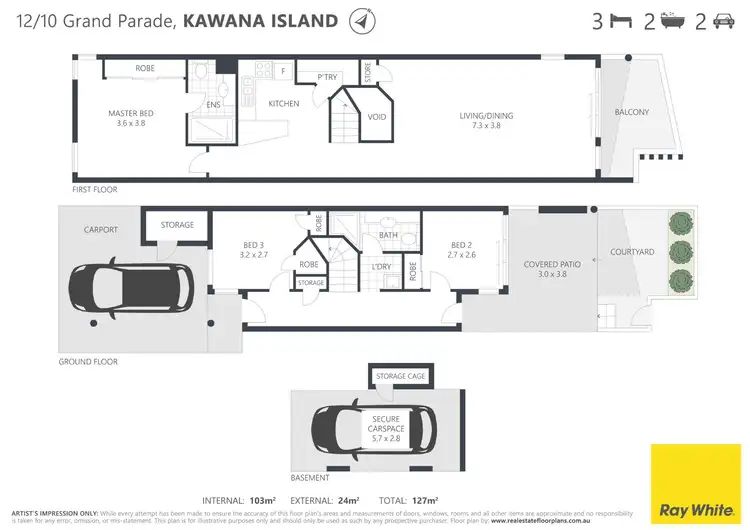 Floorplan of Homely unit listing, 12/10 Grand Parade, Kawana Island QLD 4575